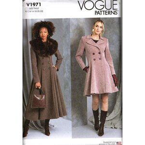 Vogue V1971 Misses 14 to 22 Easy Double-Breasted Coat Uncut Sewing Pattern